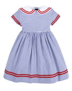 Seersucker Sailor Dress, Navy, 12 24 Months   Oscar de la Renta   Navy (12M)