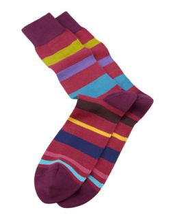 Rainbow Striped Mens Socks, Red   Paul Smith   Red