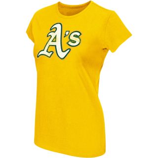 G III Womens Oakland Athletics Logo Short Sleeve T Shirt   Size Medium, Gold