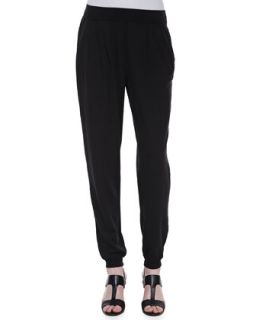 Womens Organic Cotton & Hemp Twist Jersey Pants   Eileen Fisher   Black (M