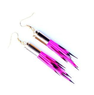 Real Porcupine Quill Earrings   Hot Pink   Porcupine Quill Jewelry: Dangle Earrings: Jewelry