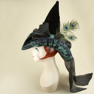 The Lady of the Moors Witch Hat, Tartan, Velvet, Peacock Feathers : Other Products : Everything Else