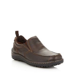Hush Puppies Wide fit brown leather slip on shoes