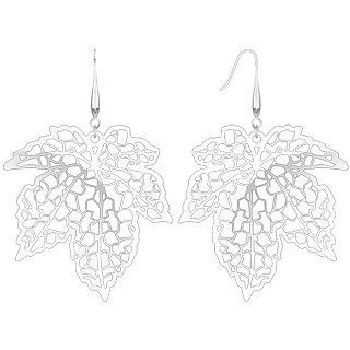 316L Surgical Stainless Steel Micro Thin Laser Cut Maple Leaf Dangle Earring   45mm Width, 70mm Length, 0.6mm Thickness   Sold As A Pair: Jewelry