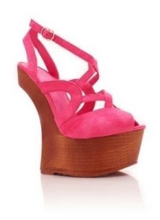 Sherman Fuchsia Platform Wedge Heel Less Shoes: Heel Less High Heels: Shoes