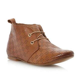 Dune Tan leather Lisante laser cut out desert boot