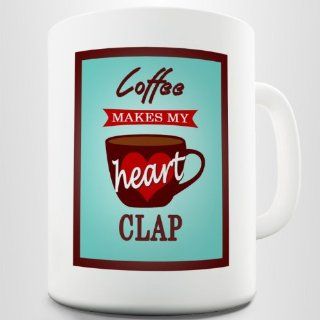Coffee Makes My Heart Clap. Cute Printed Mug: Kitchen & Dining