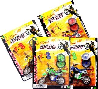 Best 4 Pack Toy Dirt Bike Motocross Mini Motorcyle Game Sets Perfect for Boys 4 Motorbike Kits with 6 Parts Makes the Trendy Hot New Summer Toy for Boys or Party Favor: Toys & Games