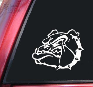 Mean Bulldog Face White Vinyl Decal Sticker: Automotive