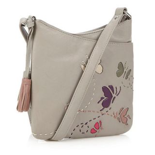 The Collection Light grey leather butterfly cross body bag