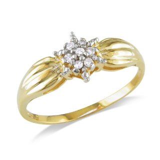 10k Yellow Gold Diamond Ring (0.04 Cttw, J K Color, I3 Clarity): Jewelry
