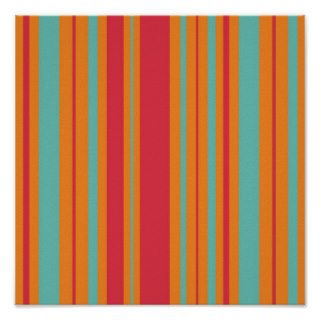 Pink Orange Teal Vertical Striped Scrapbook Paper Poster