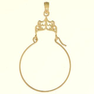 14k Gold Celestial Necklace Charm Pendant, Filigree Charm Holder: Million Charms: Jewelry