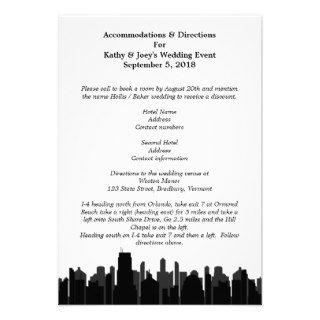 Cityscape Wedding Accommodations / Directions Card