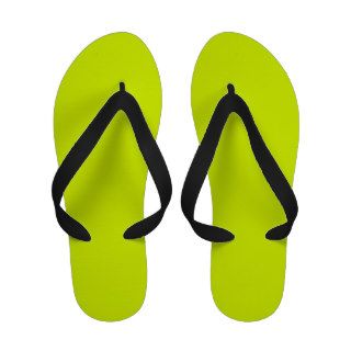 Fun Chartreuse Yellow Flipflops Black Straps Flip Flops