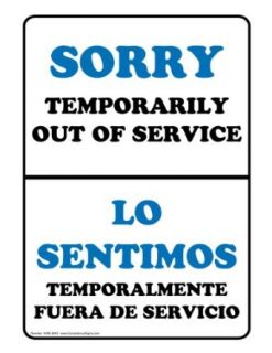 ComplianceSigns Aluminum Restroom Closed / Out of Order Sign, 14 x 10 in. with English + Spanish Text, White: Industrial & Scientific