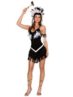 Native American Indian Costume Tribal Princess Tonto Fringe Dress Headdress: Clothing
