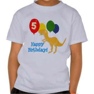 Happy Birthday T Rex 5 Years Balloons T Shirt