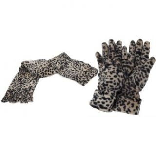 Ladies/Womens Leopard Print Soft Feel Winter Scarf & Gloves Set (65 inches x 9.8 Inches) (Beige/Black) at  Womens Clothing store