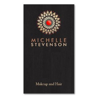 Gold and Red Motif Wood Grain Look Black Cool Business Card Template