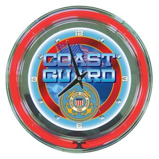 US Coast Guard 14 in. Neon Wall Clock   Wall Clocks