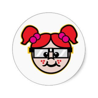 Nerd Girl Round Sticker