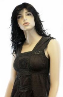 23 inch Off Black wig with Curls and Bangs inch: Clothing