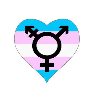 Trans Pride stickers   hearts, with symbol