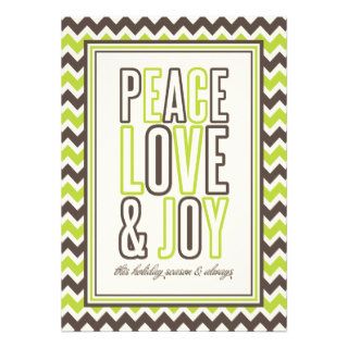 Christmas Chevron Peace Love & Joy Holiday Card Custom Invites