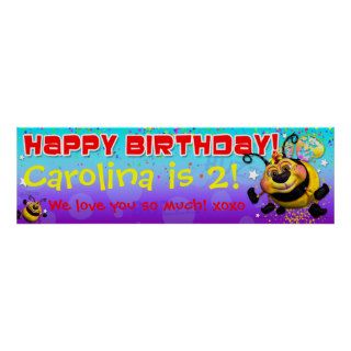 40"x12" GiggleBellies BeeWee Birthday Banner Poster