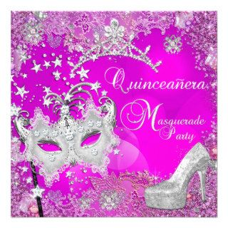 Masquerade Quinceanera 15th Party Tiara Shoe Custom Invitation