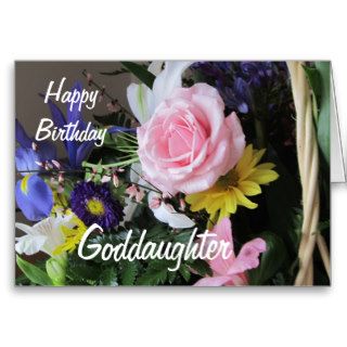 Happy Birthday Goddaughter Pink Rose Bouquet Greeting Card