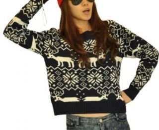 Autumn Must have Deer Snow Short Sweater Girl at  Womens Clothing store: Pullover Sweaters