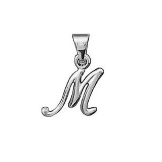 So Chic Jewels   Sterling Silver Letter M Initial Pendant: Jewelry