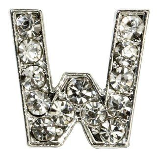 Sugar N Vine Ice Crystal Covered Alphabet Letter "W" Slide Charm   Works with Slider Style Buckle Charm Bracelets Jewelry