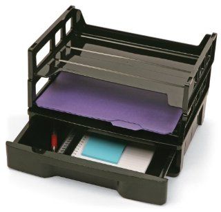 Officemate Recycled Drawer with Two Letter Trays, Black (26094) : Office Desk Organizers : Office Products