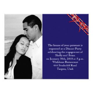 Red White and Blue Wedding Engagement Invitation