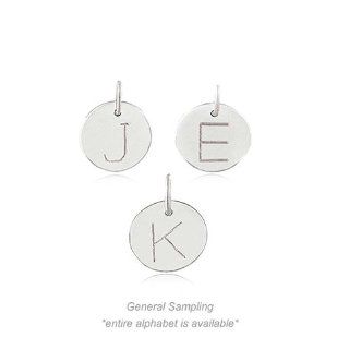 Initial Disk Charm and Pendant in Sterling Silver   Letter A: Jewelry