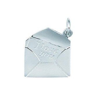 Sterling Silver Envelope with I Love You Letter Inside Charm: Jewelry