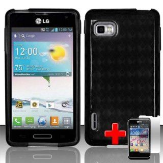 LG Optimus F3 LS720 / MS659 (Sprint/MetroPCS/T Mobile) One Piece TPU Rubber Fitted Mold Case Cover, Black + LCD Clear Screen Saver Protector: Cell Phones & Accessories