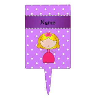 Personalized name princess purple polka dots cake picks