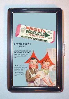 WRIGLEY'S DOUBLEMINT RETRO AD CHEWING GUM Double Sided Cigarette Case, ID Holder, Wallet with RFID Theft Protection: Office Products