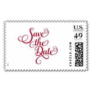Stamp Save the date, red text design, invitation