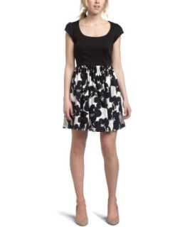 Necessary Objects Juniors Scoop Neck Dress, Black/White, X Small at  Womens Clothing store