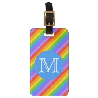 Your Letter, Rainbow Stripes Monogram. Luggage Tag