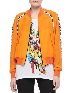 Womens Reversible Bomber Jacket, Orange/Multi   Just Cavalli   Orange (38/2)