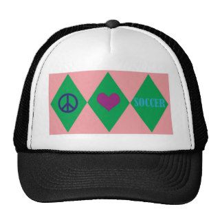 Peace Love and Soccer Argyle Trucker Hats