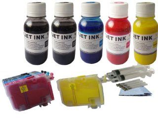 NDTM Brand Dinsink (Non OEM) Compatibe refillable ink cartridge for Epson 125 T125 T125120, T125220, T125320, T125420: Workforce 320, 323 .325,520 + 5 botltles pigment refill ink +4 syringes and detail refill instruction: Office Products