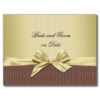 Luxury Gold Ribbon Elegant Damask Save date card Postcard