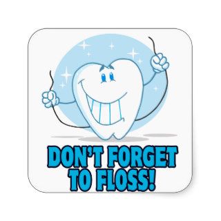 don't forget to floss flossing cartoon tooth sticker